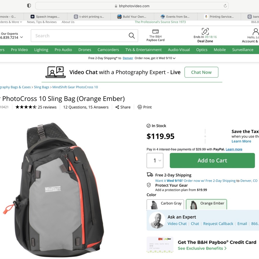 PhotoCross 10 Sling Bag - Gray and Orange